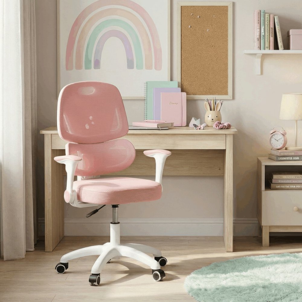 Dětská židle, výškově nastavitelná, růžová síťovina, KA-K1063 PINK – 53 cm