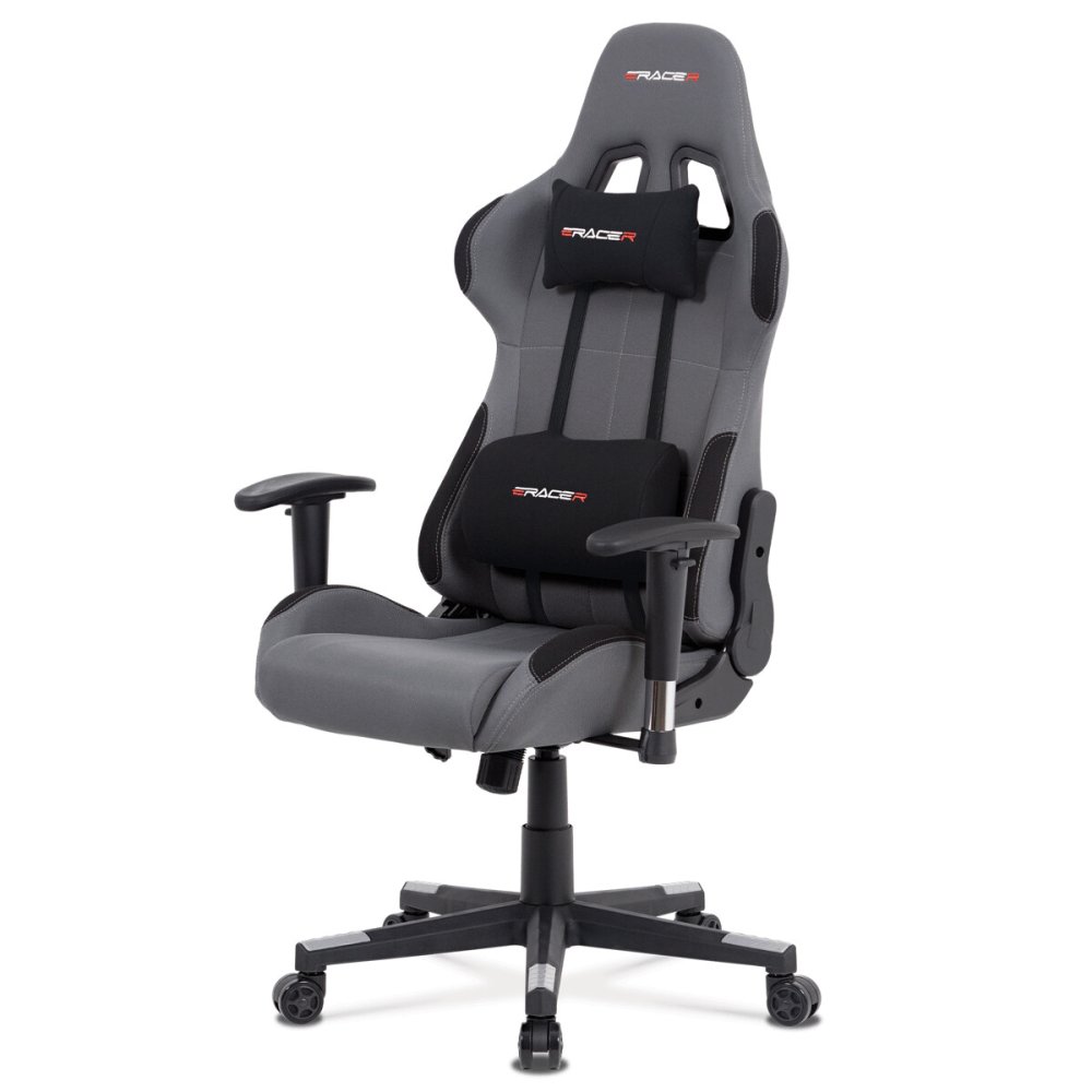 Kancelářská židle houpací mech., šedá + černá látka, plast. kříž – 69 cm
