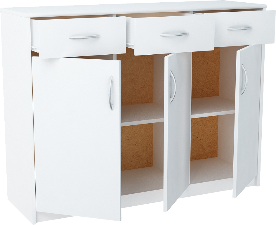 Komoda JULIUS K13D3S bílá – 110x85x35cm