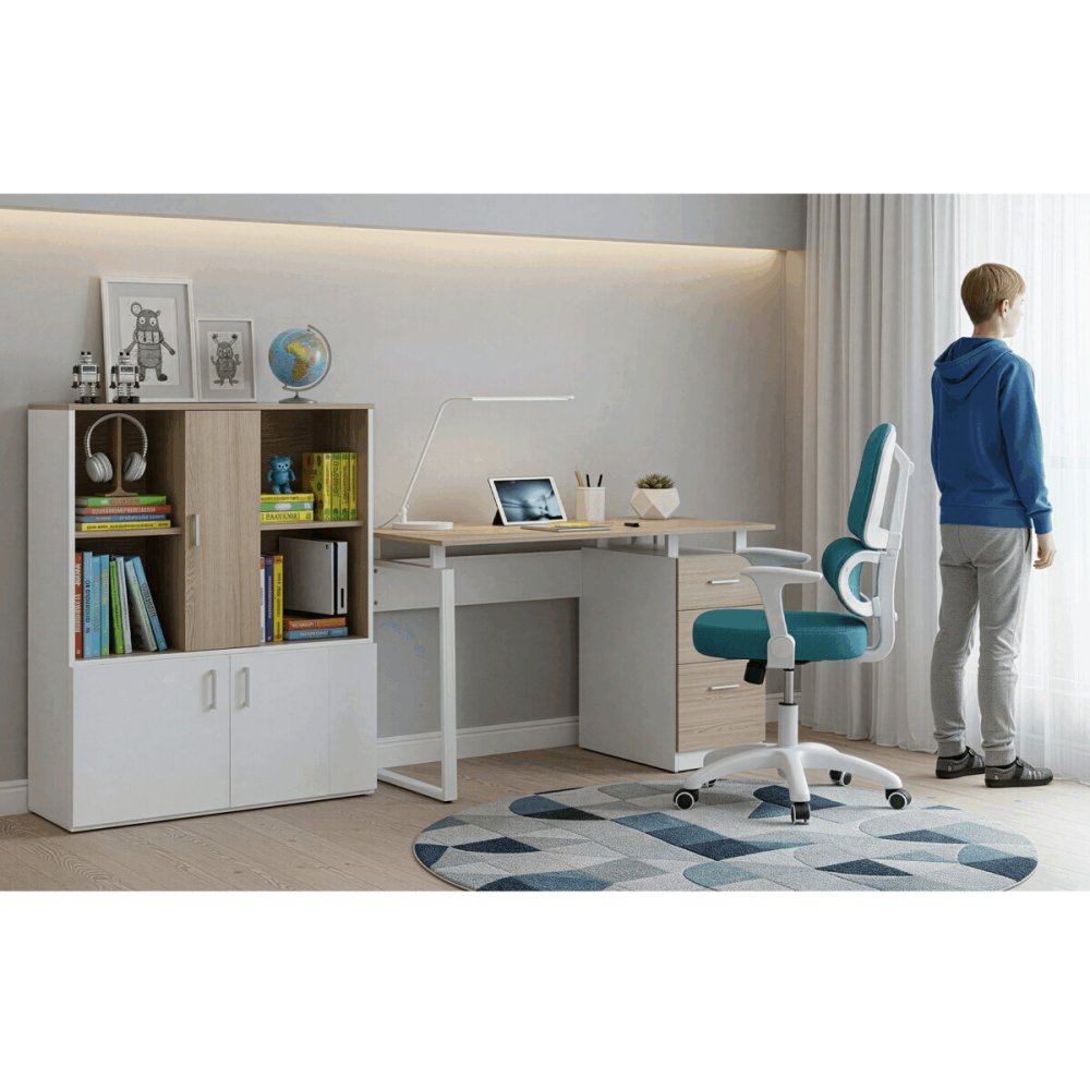 Dětská židle, výškově nastavitelná, modrá síťovina, KA-K1063 BLUE – 53 cm