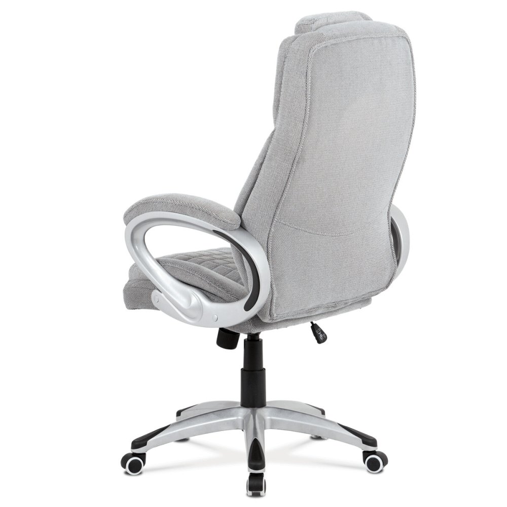 Kancelářská židle, šedá látka, kříž plast stříbrný, houpací mechanismus – 75 cm
