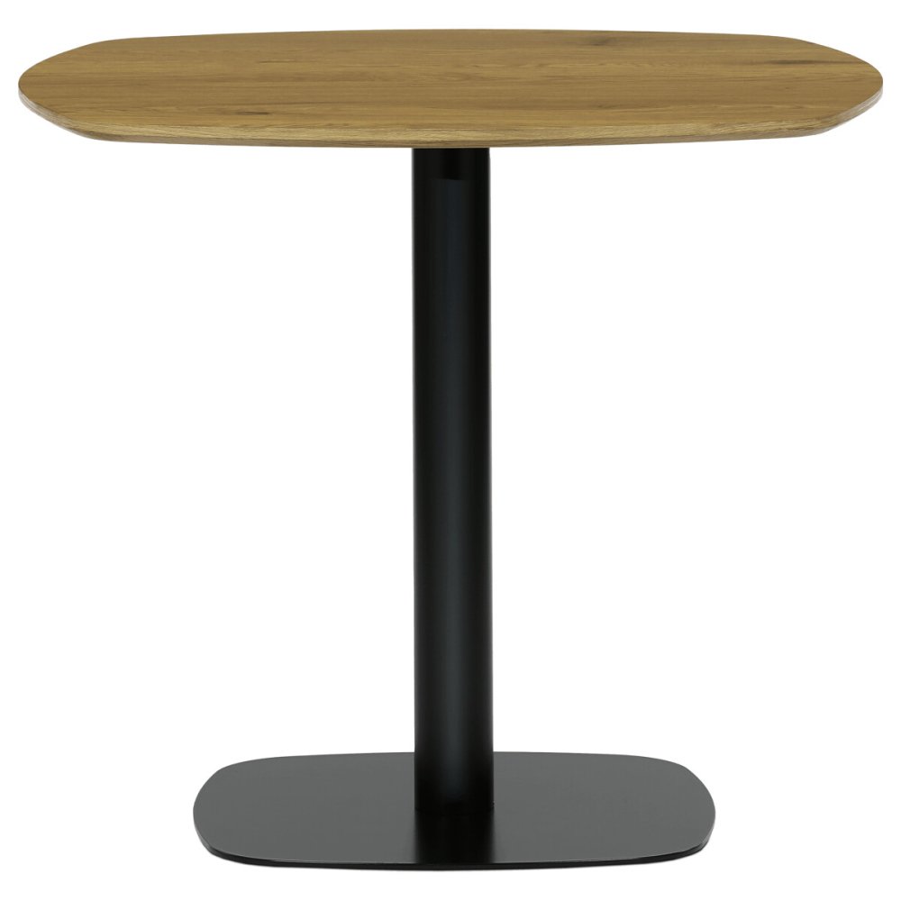 Stůl jídelní, deska MDF, dekor dub, černý kov – 80 cm