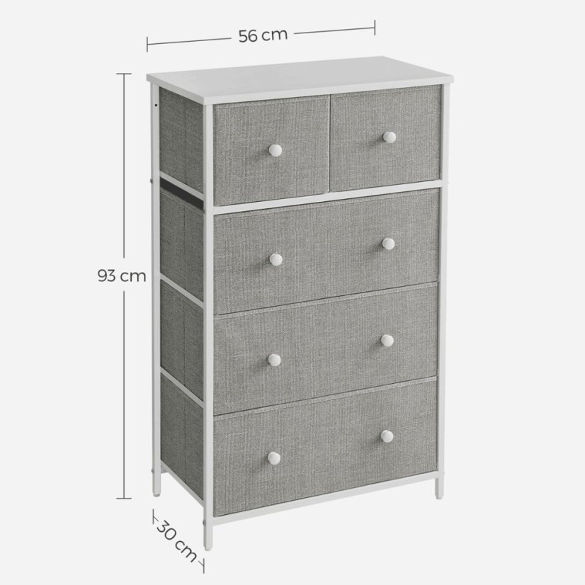 Komoda 56x30x93cm, kov, šedá, AUK-E1051 GREY - Barva: bílá#eup349564euv2