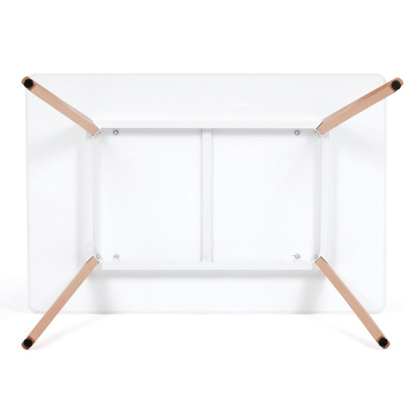 Jídelní stůl 120x80x74 cm, MDF, bílý matný lak, masiv buk