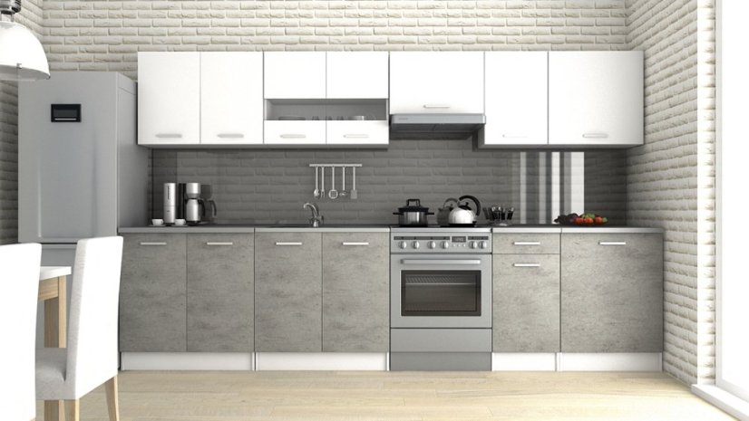 Kuchyňská linka LUSSI III 320x260 bílá / beton