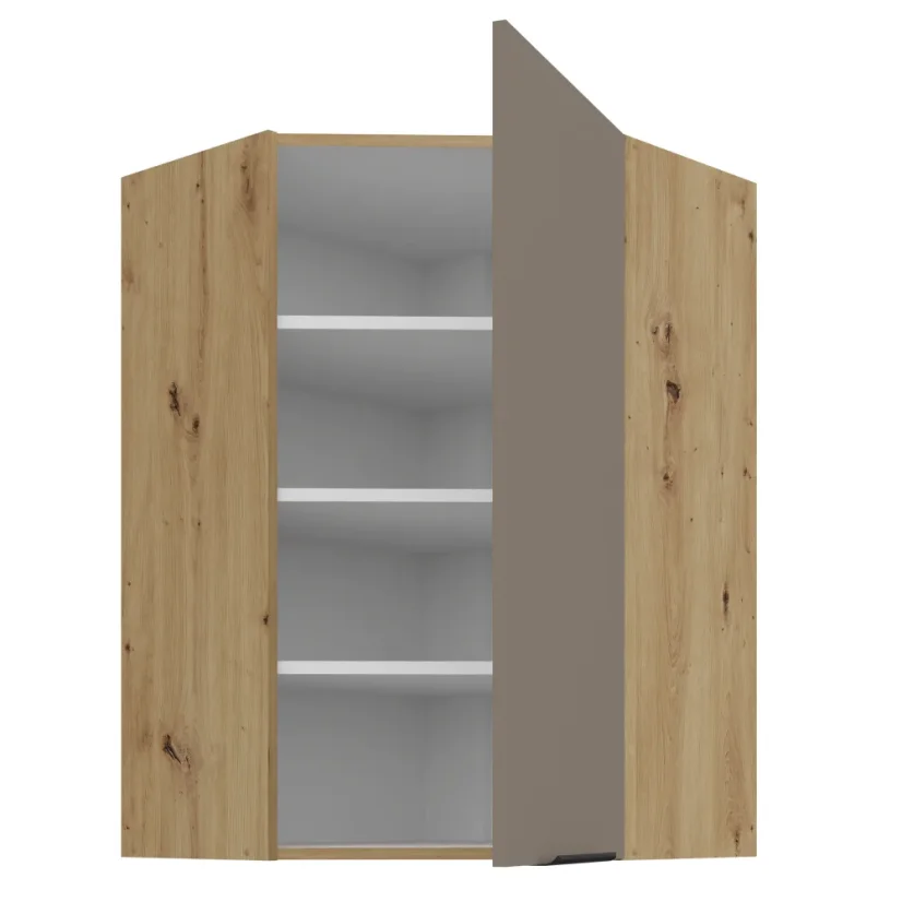 Horní rohová skříňka, FRISBO 60x60 GN-90 1F, sandgrau/dub artisan