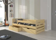 Postel s matrací BEMMA 180x80 borovice přírodní (87 x 63) cm – 2 zásuvky na lůžkoviny místo další komody