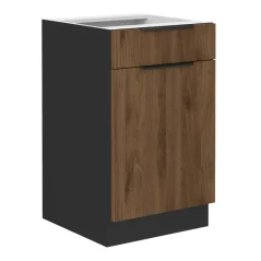 Spodní skříňka MENZO 50 D 1F 1S BB, ořech okapi/černá (50 x 82) cm