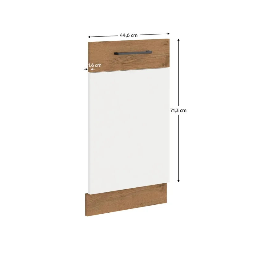 Dvířka na vestavnou myčku nádobí VEGA ZM, dub lancelot / bílá extra vysoký lesk HG (44,6 x 71,3) cm