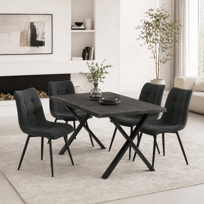 Jídelní stůl 180x90cm, mdf, šedý dub, HT-F4318 GREY - Barva: hnědá#eup349685euv3