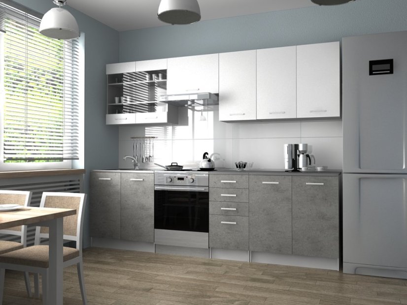 Kuchyňská linka PALERMO 260/200 bílá / beton