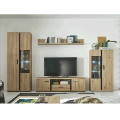 Obývací stěna KANODE, dub artisan / černá (310 x 196) cm