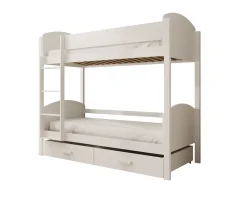 Dětská patrová postel Jori 180x80 – bílá (86 x 171) cm – 2 zásuvky na lůžkoviny místo další komody