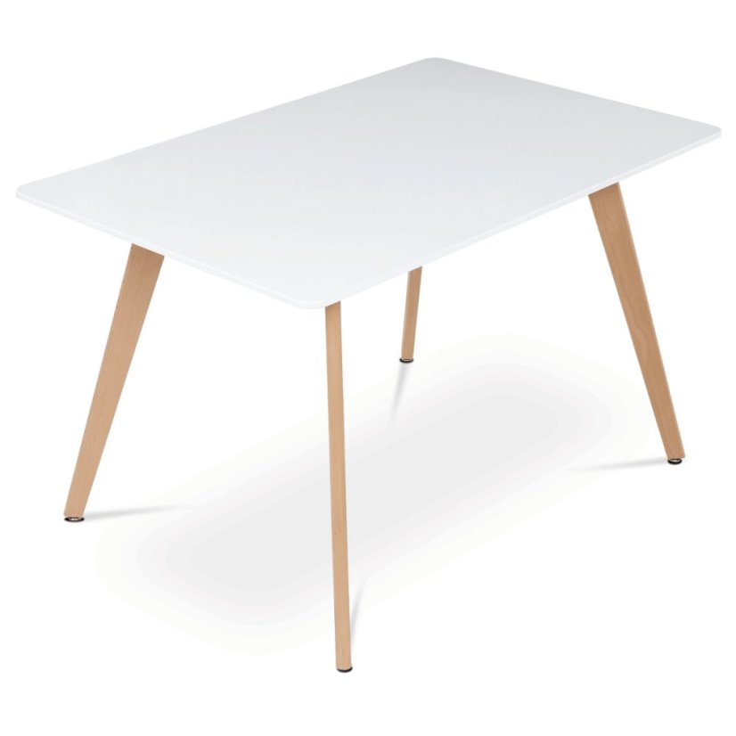 Jídelní stůl 120x80x74 cm, MDF, bílý matný lak, masiv buk