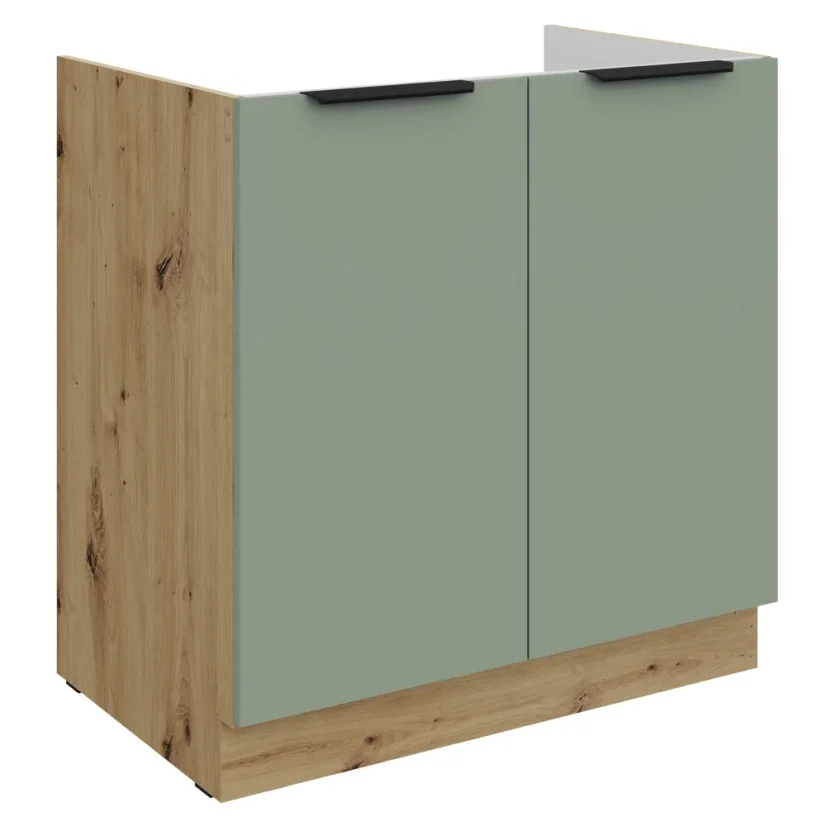 Dřezová skříňka ARSANY 80 ZL 2F BB, aquamarine/dub artisan (80 x 82) cm