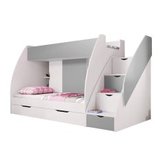 Dětská patrová postel MICKEY šedá / bílá