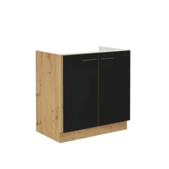 Spodní dřezová skříňka Monro 80ZL 2F BB, černý mat / dub artisan (80 x 82) cm