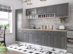 Kuchyňská linka BIRGAMO 300 tmavě šedá antracit / dub hamilton