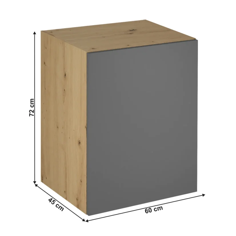 Horní skříňka LANGEN G60G, univerzální, dub artisan/šedý mat (60 x 72) cm