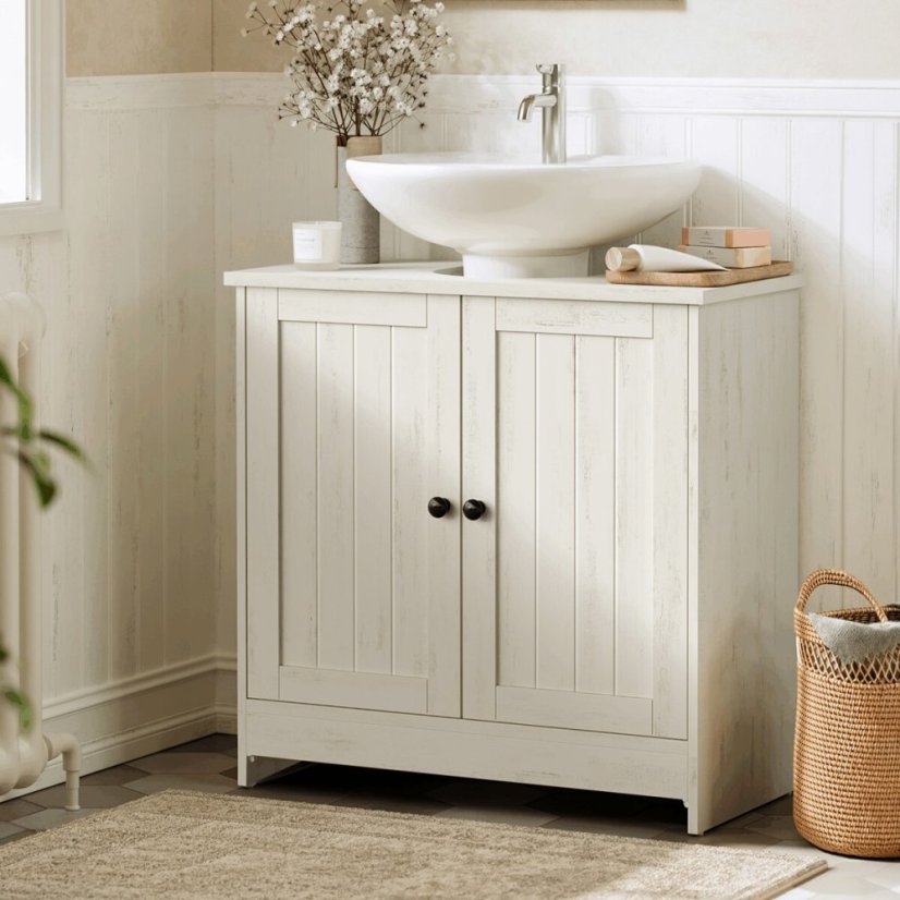 Koupelnová skříňka 60x30x61cm, mdf, bílá, AUK-E1155 WT
