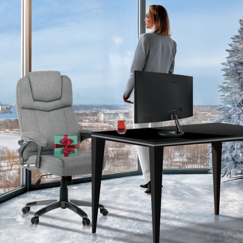 Kancelářské křeslo, houpací mechanismus, šedá látka, KA-C715 GREY2