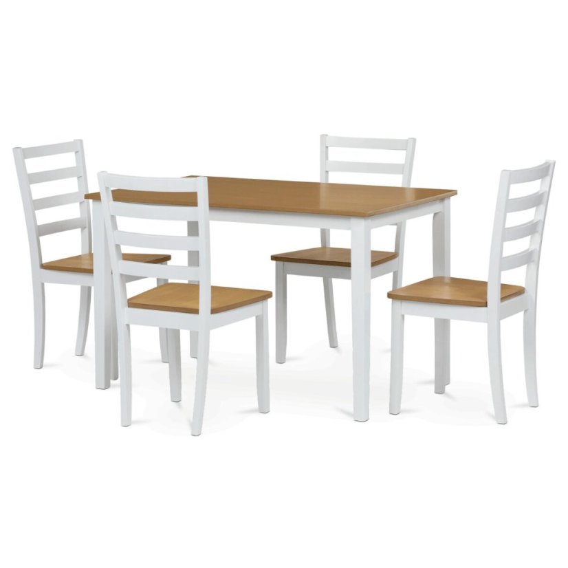 Jídelní set 1+4, rozměr stolu 120x75x75 cm, MDF, dýha, masivní nohy, moření dub
