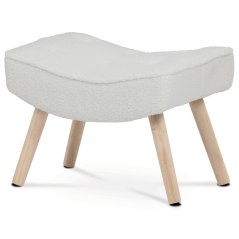 Podnožka, nohy masiv kaučukovník, potah bílá látka bouclé (52 x 38) cm