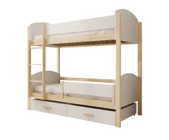 Dětská patrová postel Jori s bariérkou 200x90 s matrací – borovice (96 x 171) cm