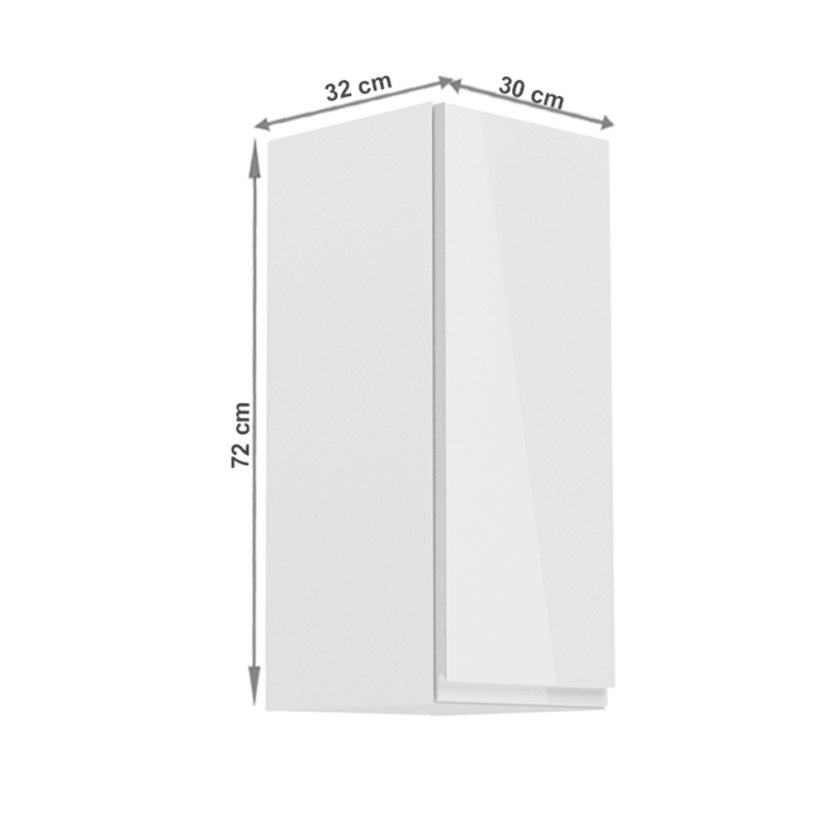 Horní skříňka AURORA G30, pravá, bílá / bílý extra vysoký lesk