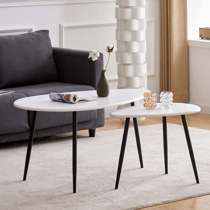 Odkládací stolek 60x40x45cm, mdf, bílá, AF-3011 WT - Dekor: Matný