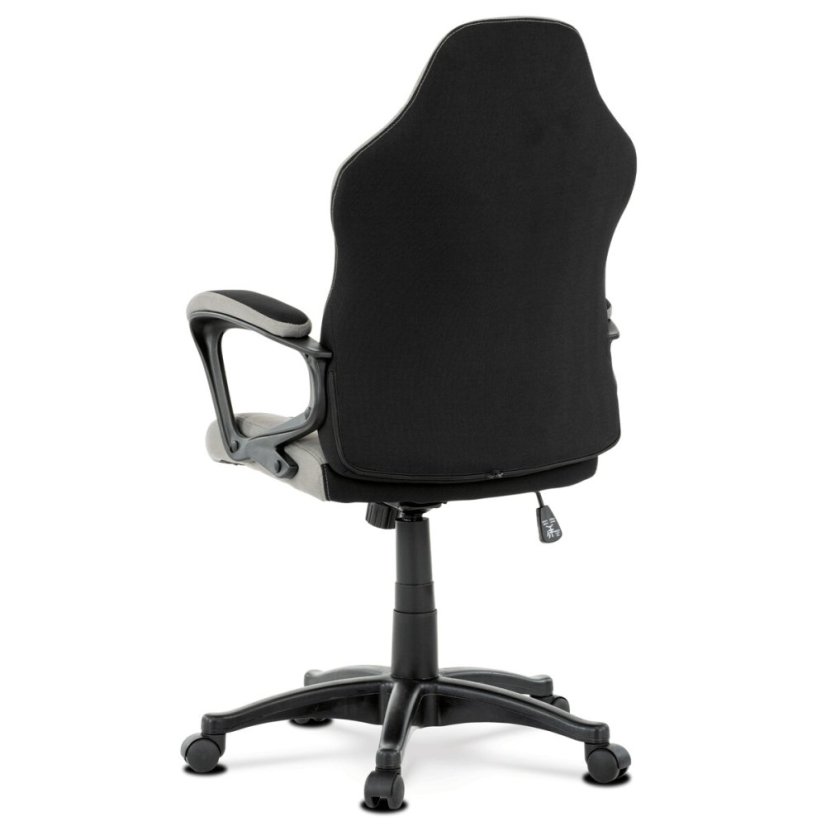 Kancelářská a herní židle, potah růžová, šedá a černá látka, houpací mechanismus