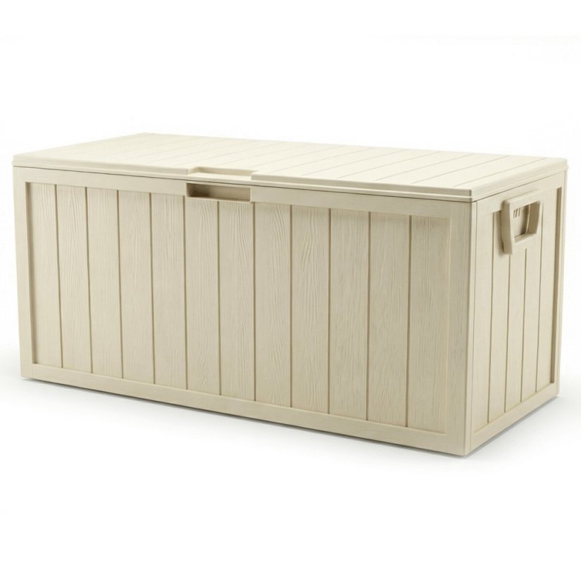 Zahradní úložný box 112x49x54cm, plast, béžová, AZB-G2075 CRM - Barva (vyberte): béžová#eup349581euv1