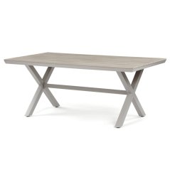 Stůl zahradní 180x100x75, deska polywood v dekoru světlého dubu, hliníková konstrukce, béžová barva