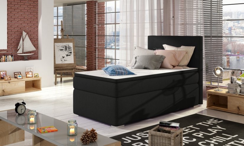 Kontinentální postel Boxspring RICCO černá 90x200cm - Vyberte rozměry: 90x200cm