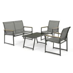 Zahradní sestava AZS-S1212 GREY, síťovina, šedá (108 x 68) cm