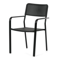 Zahradní židle, kov, plast, černá, AZC-H1021 BK