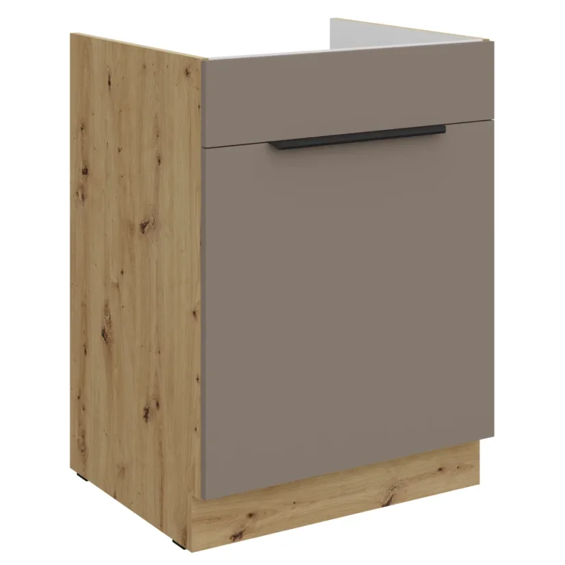Dřezová skříňka FRISBO 60 ZL 1S BB, sandgrau/dub artisan (60 x 82) cm