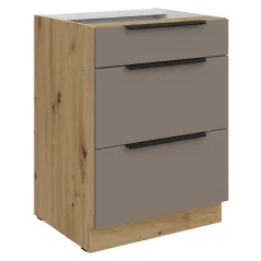 Spodní skříňka FRISBO 60 D 3S BB, sandgrau/dub artisan (60 x 82) cm