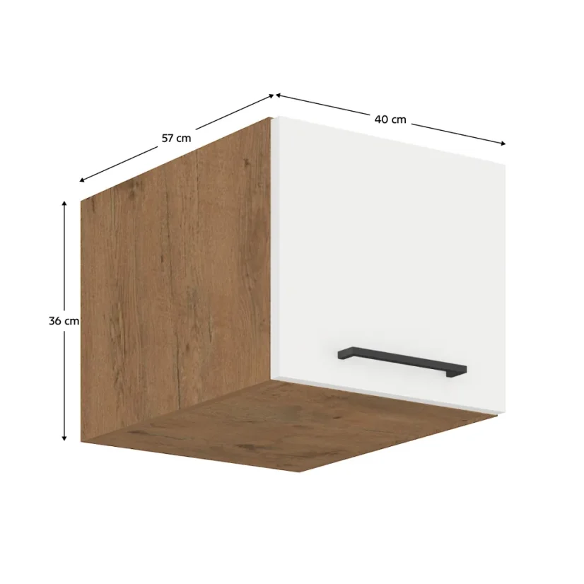 Horní skříňka, VEGA 40 Nagu-36 1F, dub lancelot / bílá extra vysoký lesk HG (40 x 36) cm