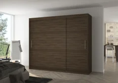 Posuvná skříň ANTOS 250 choco (250 x 215) cm – 11 polic pro přehledné uložení