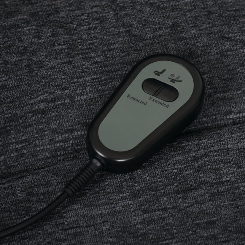 Křeslo polohovací elektrické, 1 motor, šedá látka, bezdrátové nabíjení pro mobilní telefon
