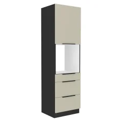 Vysoká skříňka na vestavnou troubu ARAKA 60 DPS-210 3S1F, kašmír/černá (60 x 210) cm
