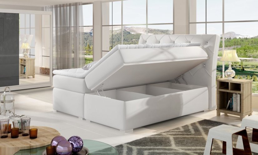 Kontinentální postel Boxspring CALVIN žlutá - Vyberte rozměry: 160 x 200 cm