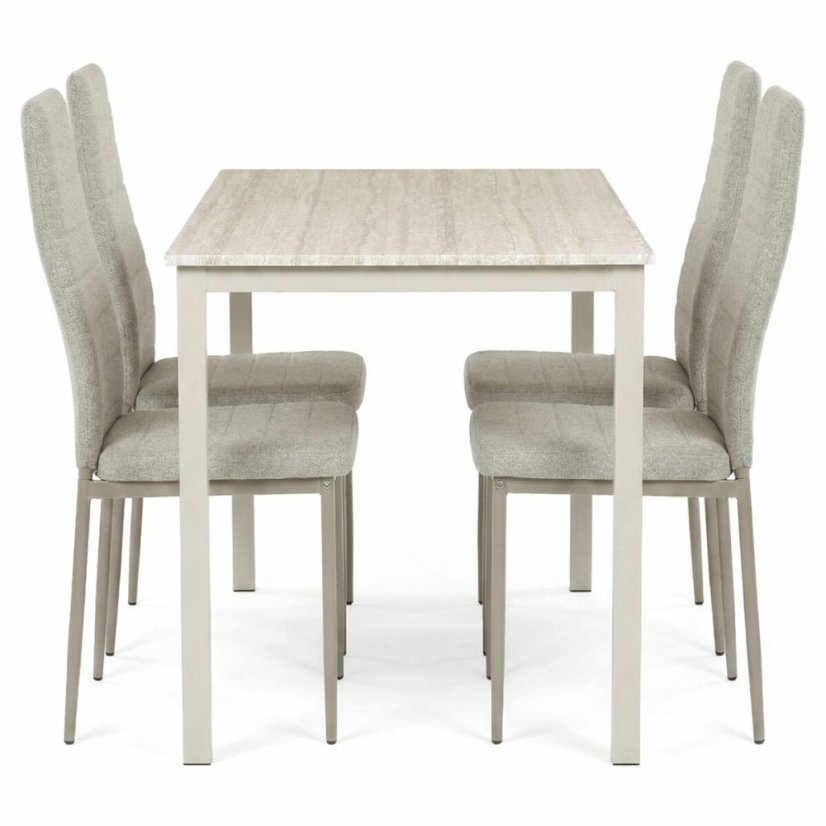 Jídelní set s 4 židlemi, 110x70x75cm travertin, ASE-1039 CRM2