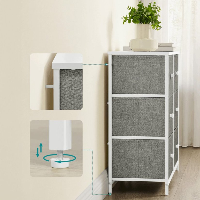 Komoda 80x30x71cm, kov, šedá, AUK-E1032 GREY - Barva: bílá#eup349562euv2