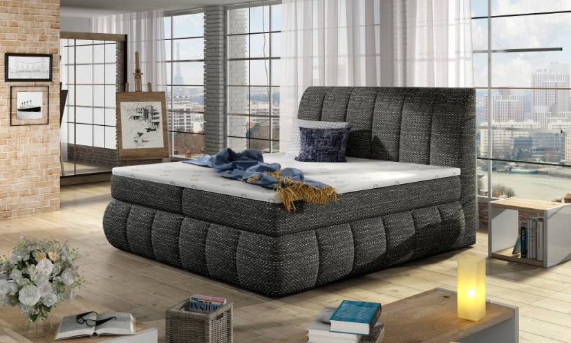 Kontinentální postel Boxspring RAVIOLI černá melír - Vyberte rozměry: 160  x 200 cm
