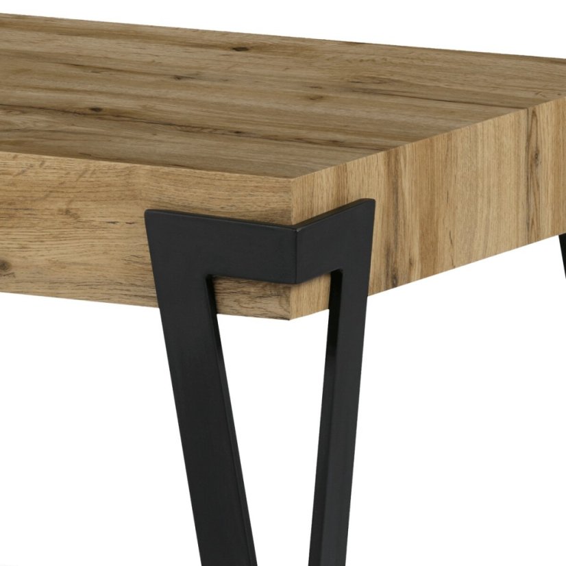 Konferenční stolek, 112x62x43 cm, deska MDF, dekor divoký dub, kov - černý mat - Dekor: Divoký dub