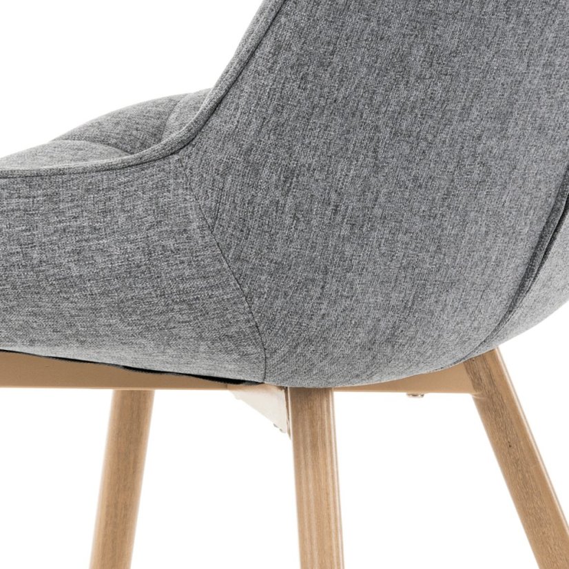 Jídelní židle, potah šedá látka, kovové nohy, 3D dekor dub - Dekor: Matný