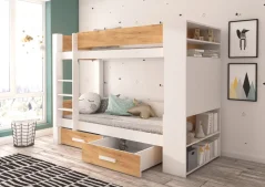 Dvoupodlažní postel pro dvě osoby GARET 180x80 – zlatá borovice (94 x 160) cm