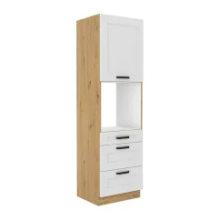 Vysoká skříňka na vestavnou troubu, bílá/dub artisan, LULA 60 DPS-210 3S 1F